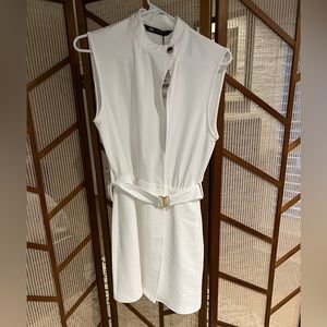 NWT white Zara wrap mini belted cocktail dress.